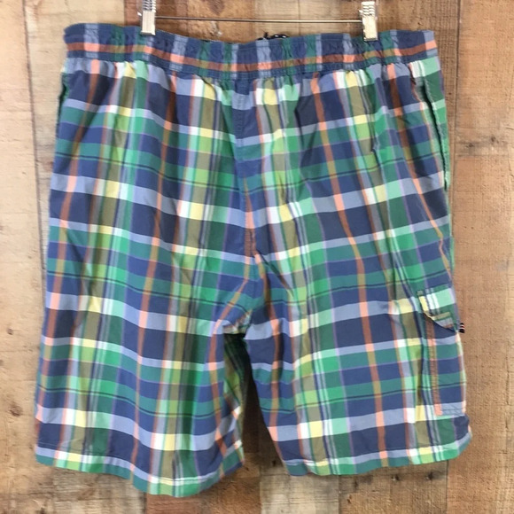 Tommy Hilfiger Board Shorts Mens XXL Green Plaid Swim Trunks Surf Summer Beach - Picture 5 of 16